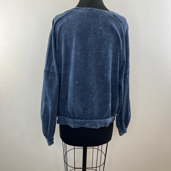 We the Free Blue Vintage Wash Lightweight Oversized Pullover Top Free People S - Picture 5 of 8
